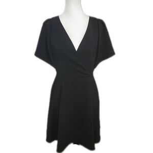 Madewell NWT Black V-Neck Back Zip Flouncy Mini Dress, 2